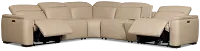 Flexsteel Brodie Taupe Leather/Vinyl Medium Dual Power 2-arm Reclining Sectional