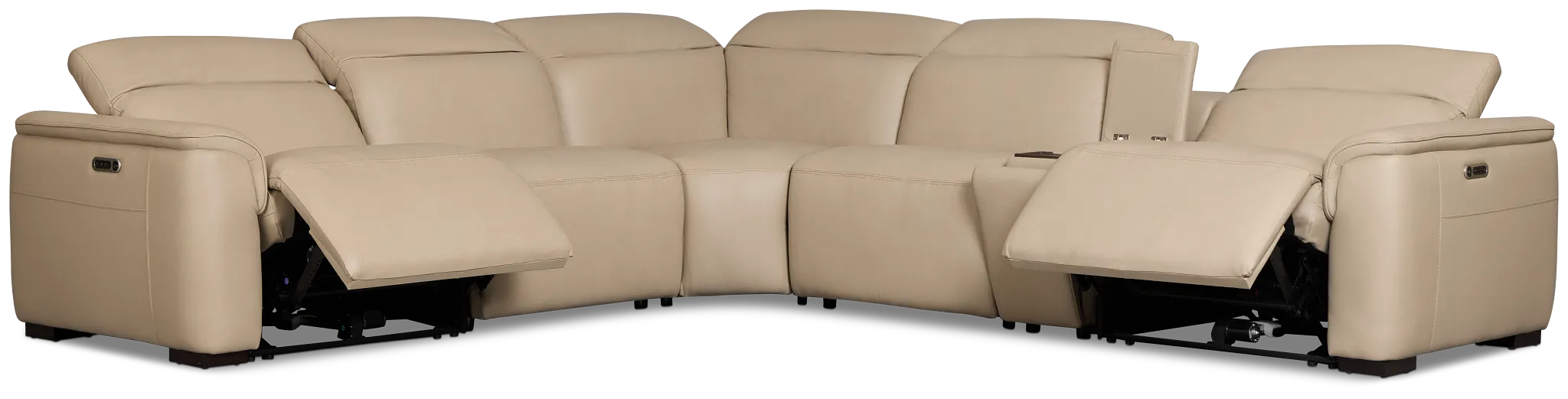Flexsteel Brodie Taupe Leather/Vinyl Medium Dual Power 2-arm Reclining Sectional