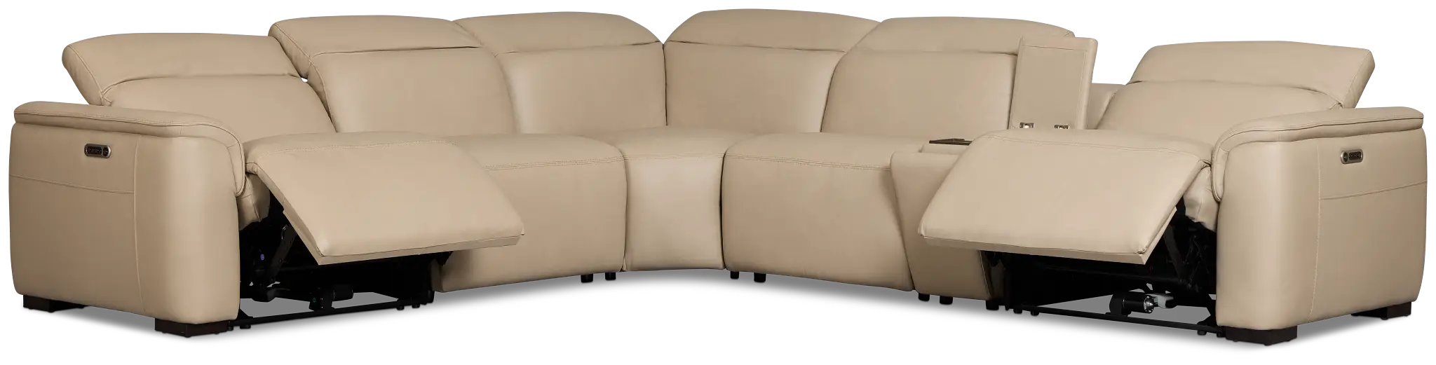 Flexsteel Brodie Taupe Leather/Vinyl Medium Dual Power 2-arm Reclining Sectional Flexsteel Brodie Taupe Leather/Vinyl Medium Dual Power 2-arm Reclining Sectional