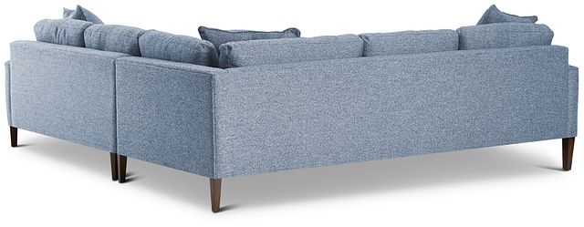 Morgan Blue Fabric Small Left 2-arm Sectional W/ Wood Legs (4)