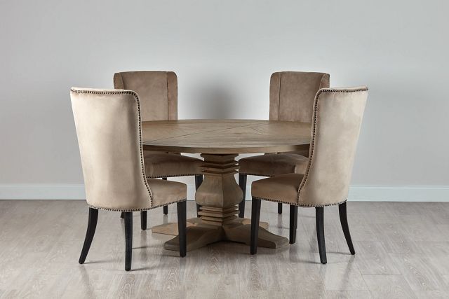 Hadlow Gray 72" Table & 4 Velvet Chairs (2)