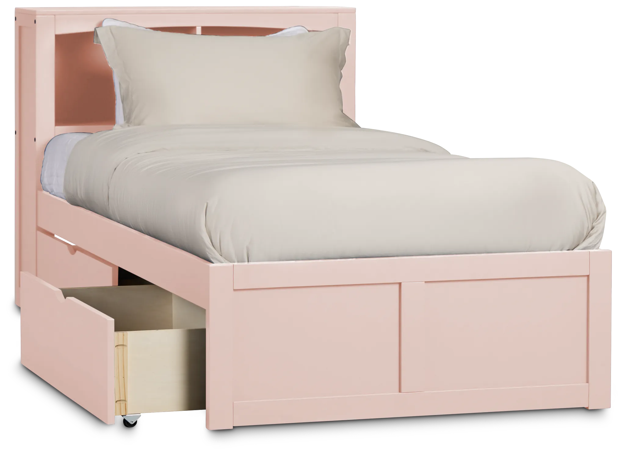 Charleston Pink Bookcase Bed With 2 Storage Drawers
