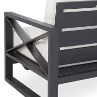Linear Dark Gray White Rocking Chair