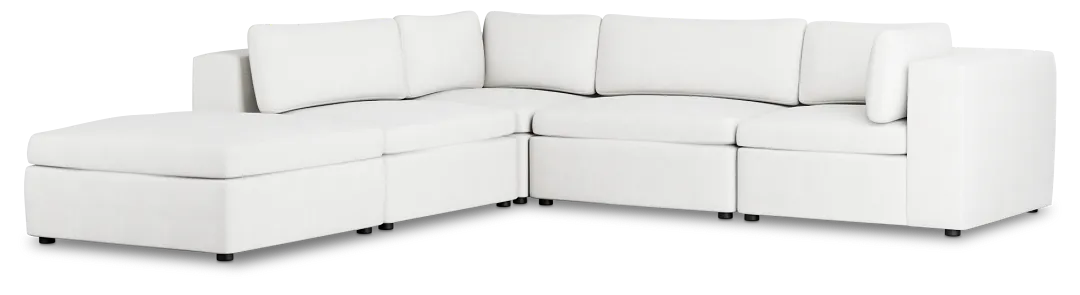 Destin Sutton White Fabric 5pc Bumper Sectional