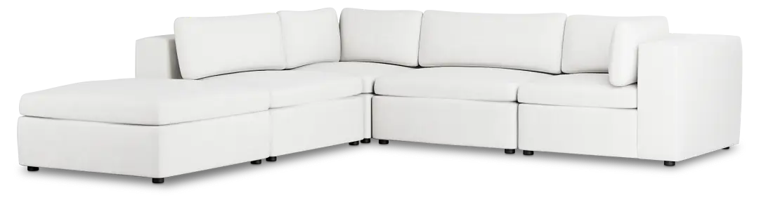 Destin Sutton White Fabric 5pc Bumper Sectional Destin Sutton White Fabric 5pc Bumper Sectional