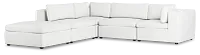 Destin Sutton White Fabric 5pc Bumper Sectional