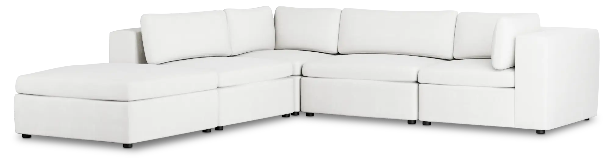 Destin Sutton White Fabric 5pc Bumper Sectional Destin Sutton White Fabric 5pc Bumper Sectional