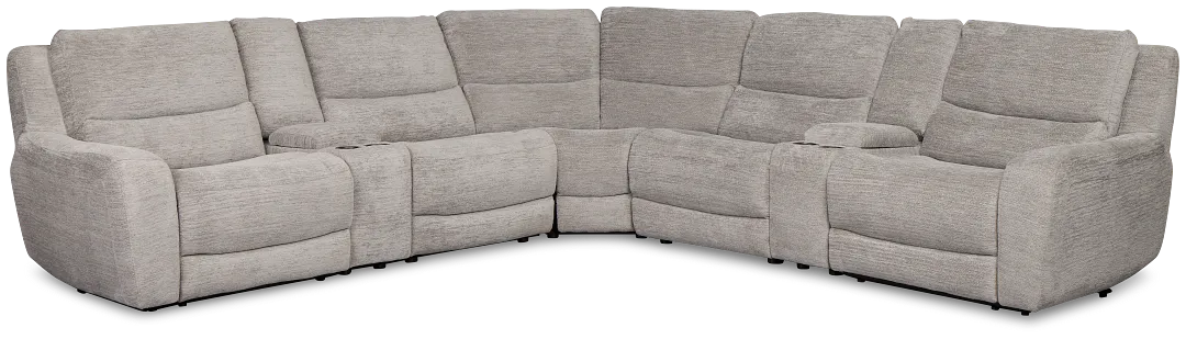 Bennett Gray Fabric Large Dual Power Reclining Two-arm Sectional