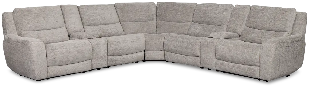 Bennett Gray Fabric Large Dual Power Reclining Two-arm Sectional Bennett Gray Fabric Large Dual Power Reclining Two-arm Sectional