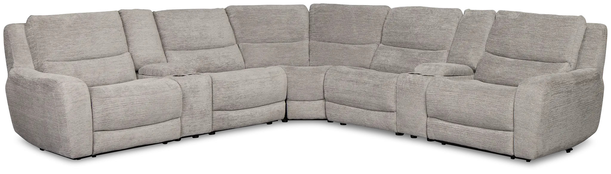 Bennett Gray Fabric Large Dual Power Reclining Two-arm Sectional Bennett Gray Fabric Large Dual Power Reclining Two-arm Sectional
