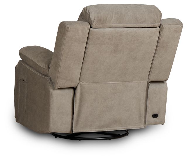 Benson Beige Micro Power Swivel Glider Recliner