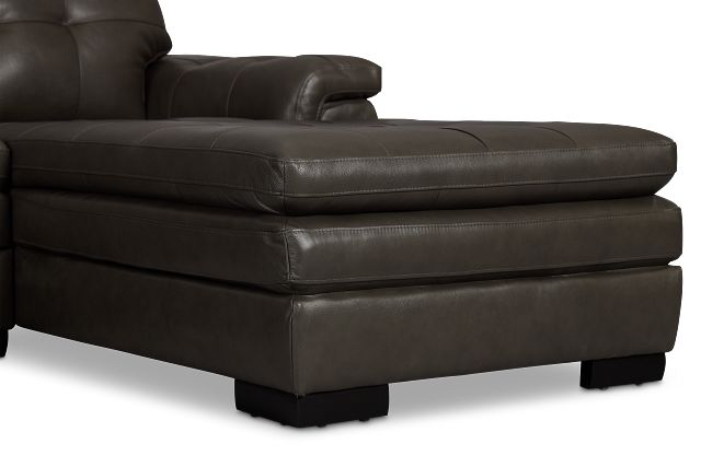 Braden Dark Gray Leather Small Right Chaise Sectional