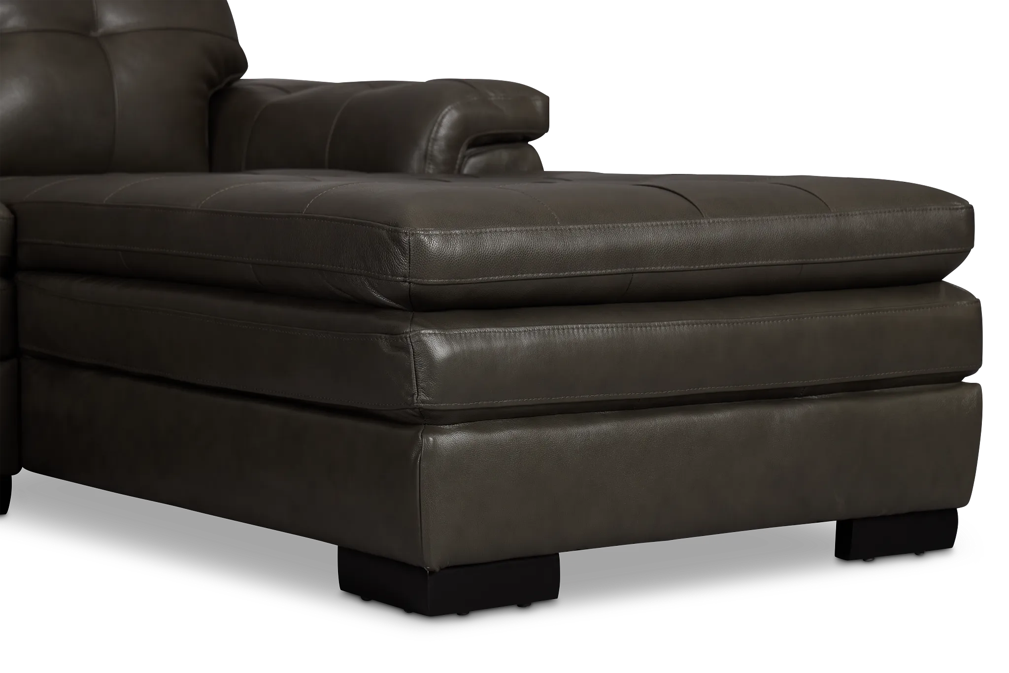 Braden Dark Gray Leather Small Right Chaise Sectional