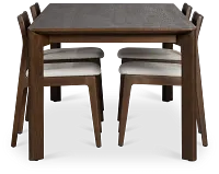 Santorini Dark Tone Rect Table & 4 Upholstered Chairs
