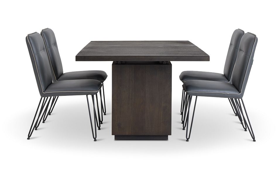Madden Dark Gray Table & 4 Upholstered Chairs