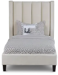 Audrey Beige Velvet Platform Bed