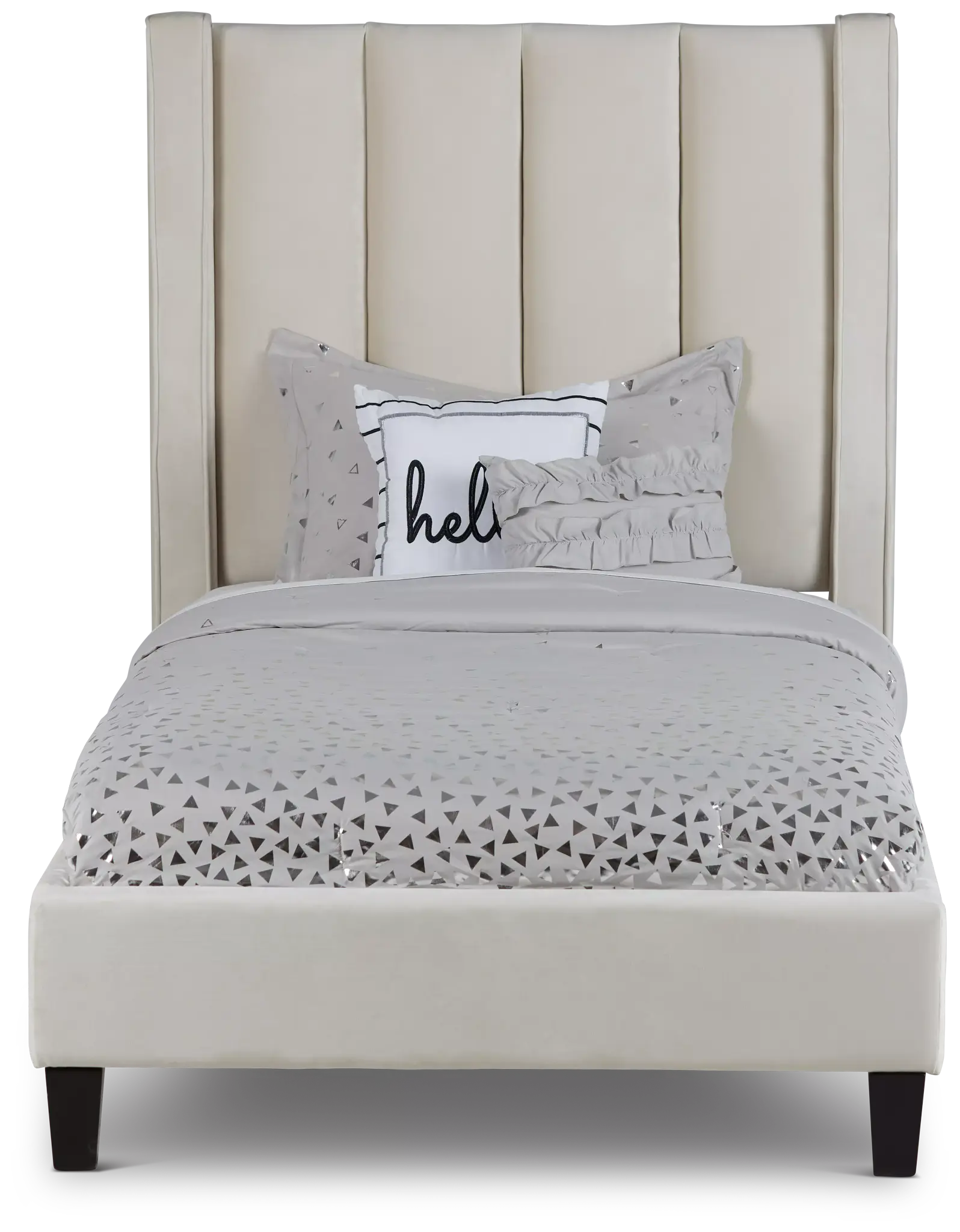 Audrey Beige Velvet Platform Bed Audrey Beige Velvet Platform Bed