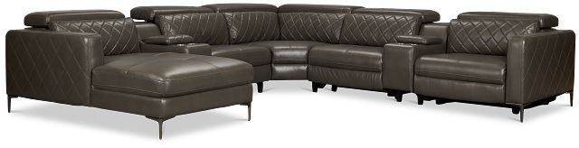 Ava Dark Gray Micro Large Dual Power Left Chaise Sectional