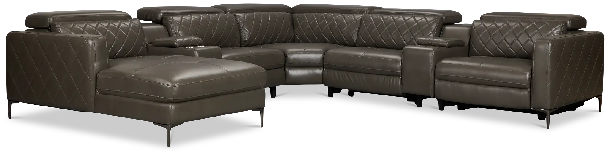 Ava Dark Gray Micro Large Dual Power Left Chaise Sectional Ava Dark Gray Micro Large Dual Power Left Chaise Sectional