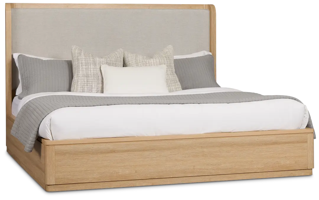 Emory Light Tone Upholstered Platform Bed Emory Light Tone Upholstered Platform Bed