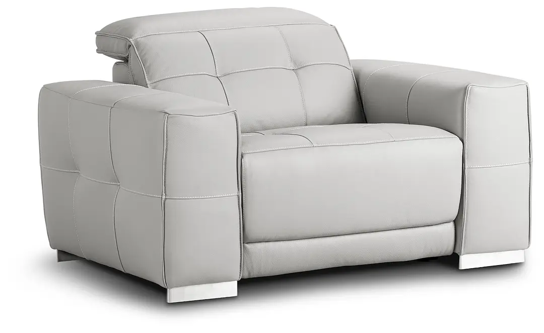 Reva Gray Leather Power Recliner With Power Headrest Reva Gray Leather Power Recliner With Power Headrest