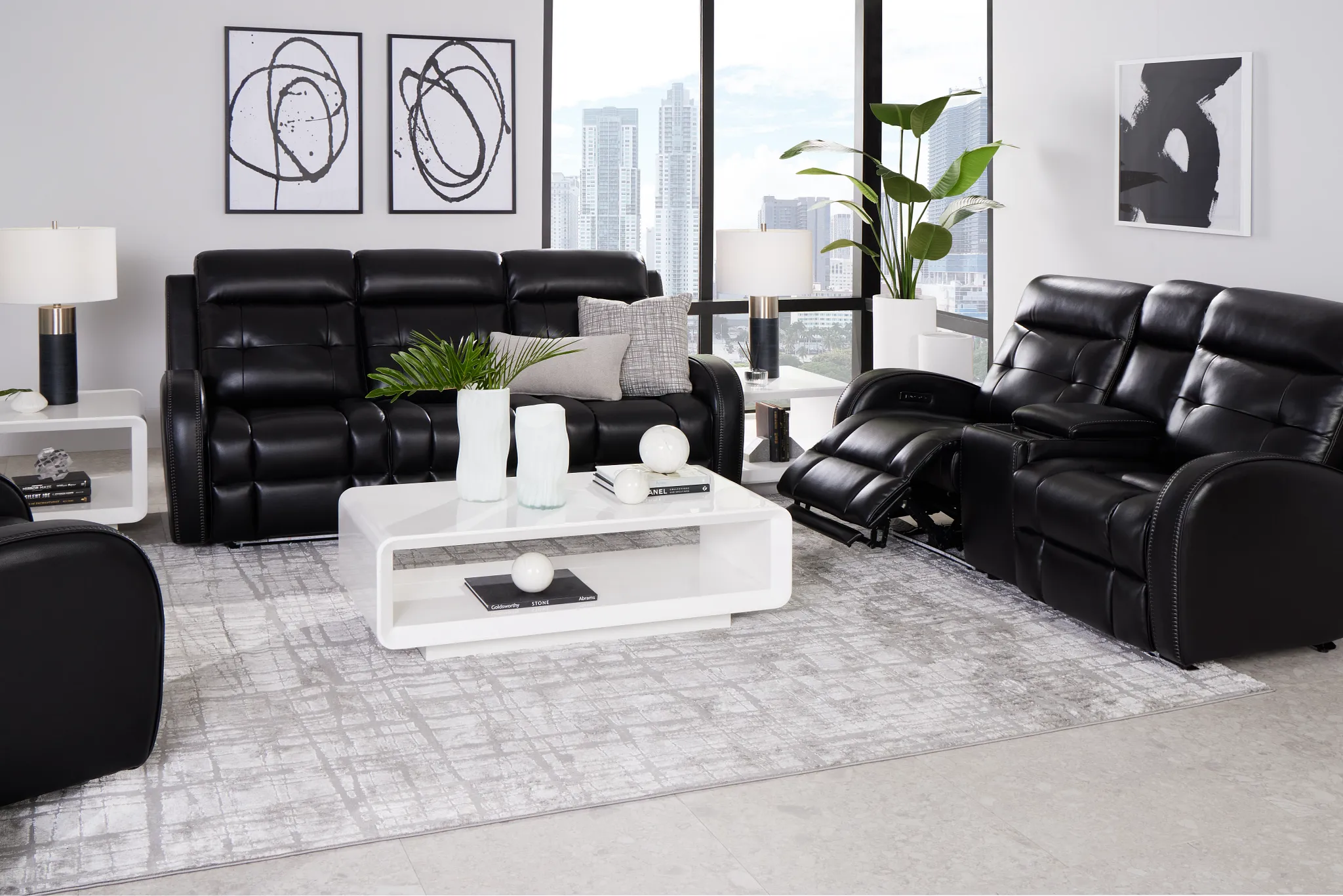 Omega Black Micro Power Reclining Sofa