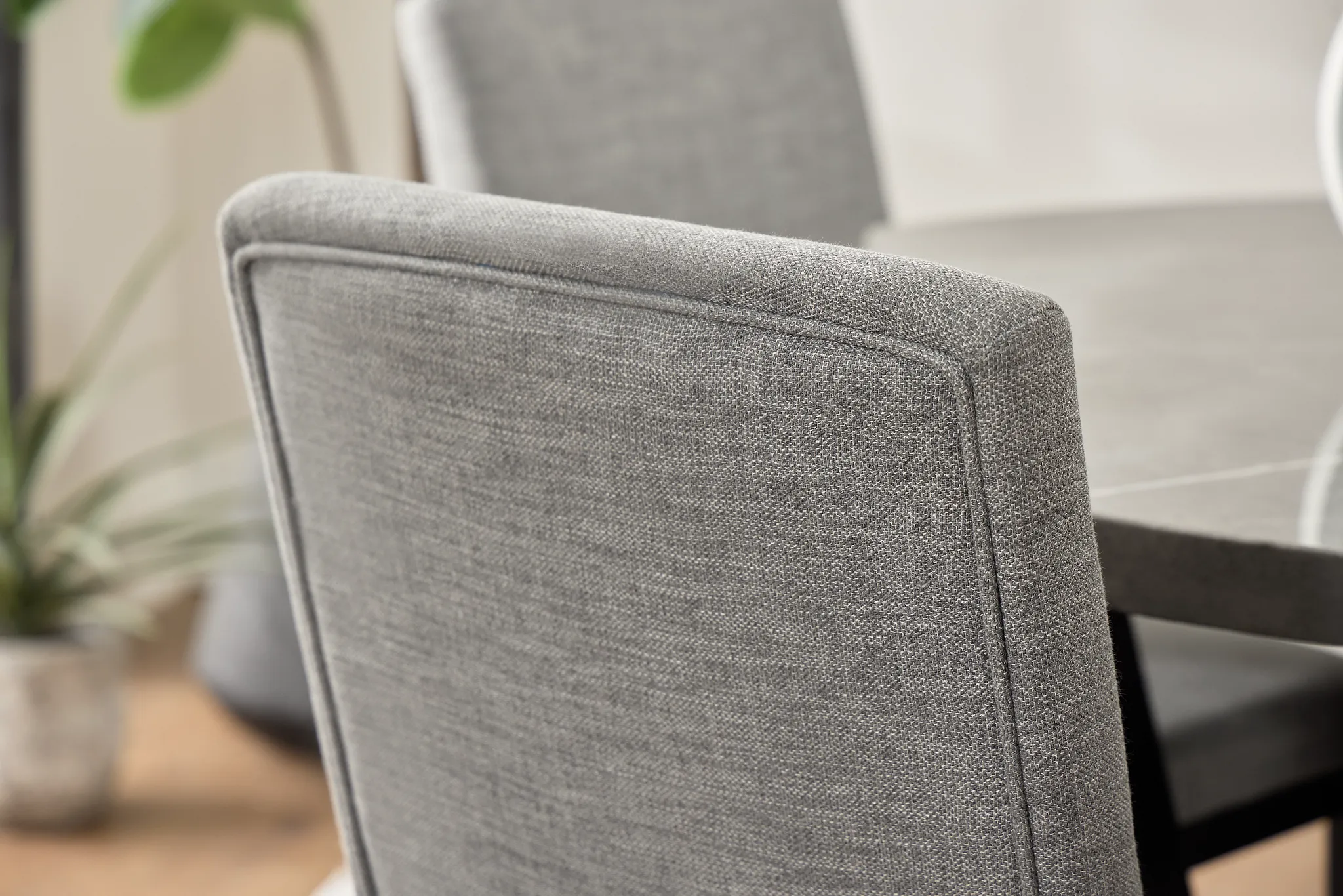 Oxford Gray Curved Upholstered Side Chair