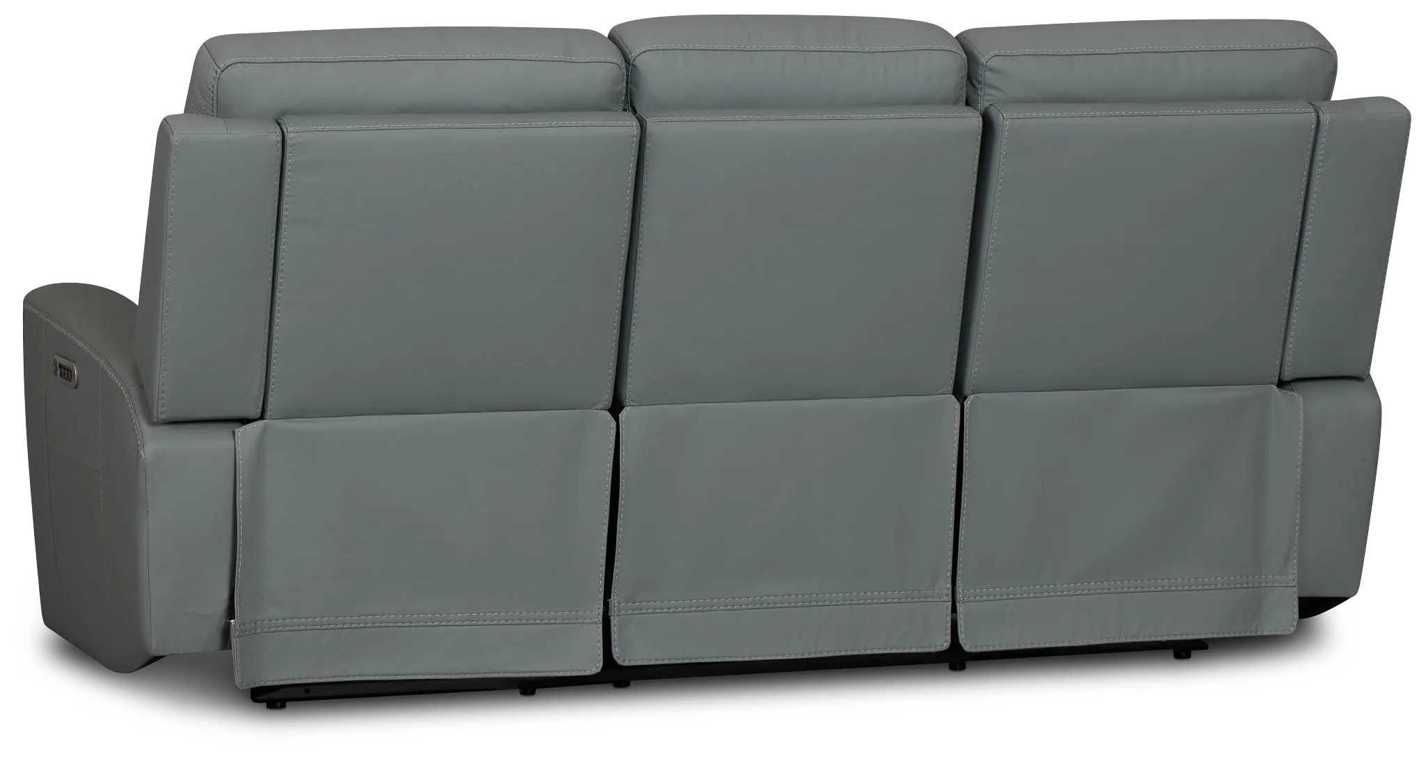 Sterling Blue Lthr/vinyl Power Reclining Sofa