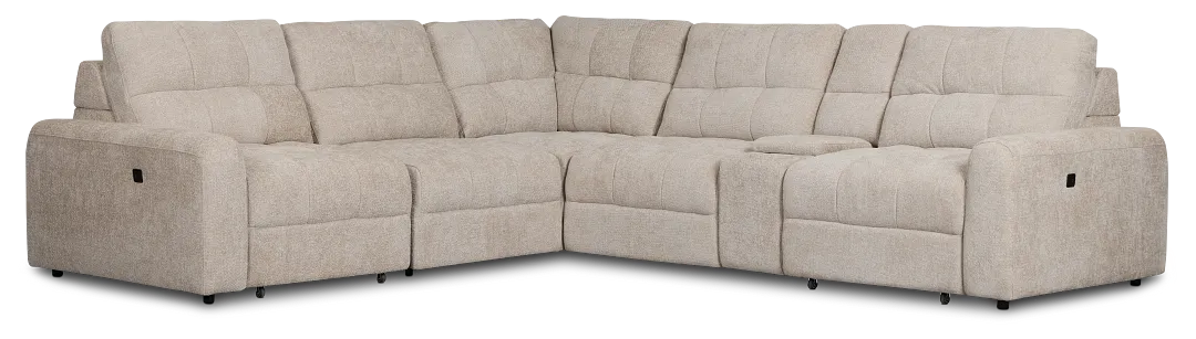 Hendrix Light Taupe Fabric Medium Dual Power 2 Arm Extension Chaise Sectional