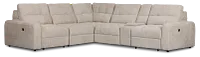 Hendrix Light Taupe Fabric Medium Dual Power 2 Arm Extension Chaise Sectional