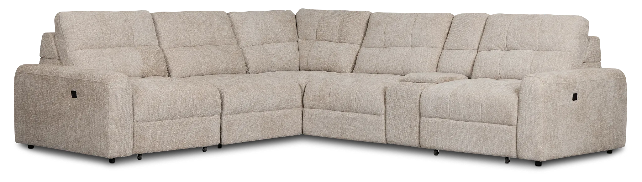 Hendrix Light Taupe Fabric Medium Dual Power 2 Arm Extension Chaise Sectional