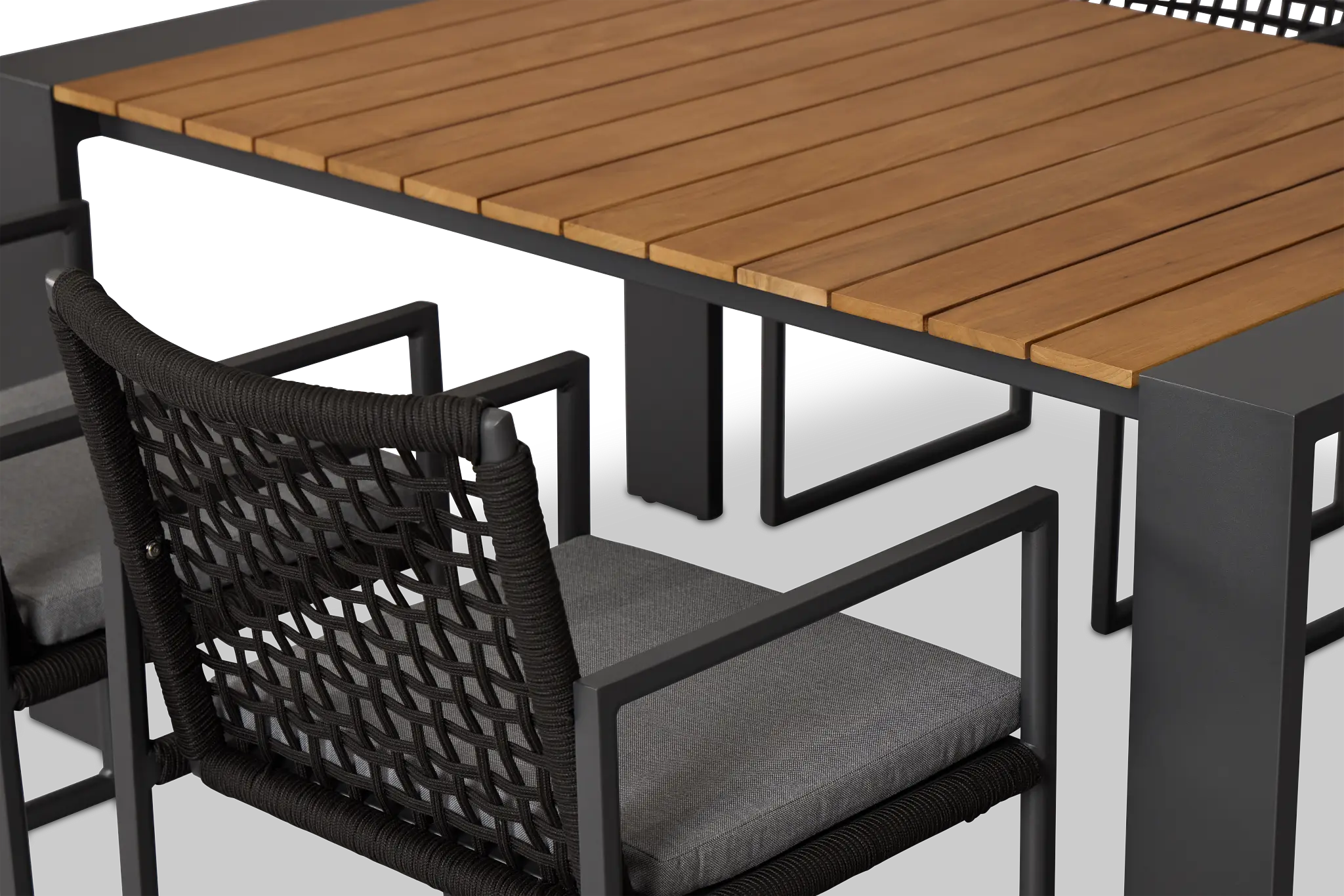 Sunrise Dark Gray Teak Rectangular Table & 4 Aluminum Arm Chairs Sunrise Dark Gray Teak Rectangular Table & 4 Aluminum Arm Chairs