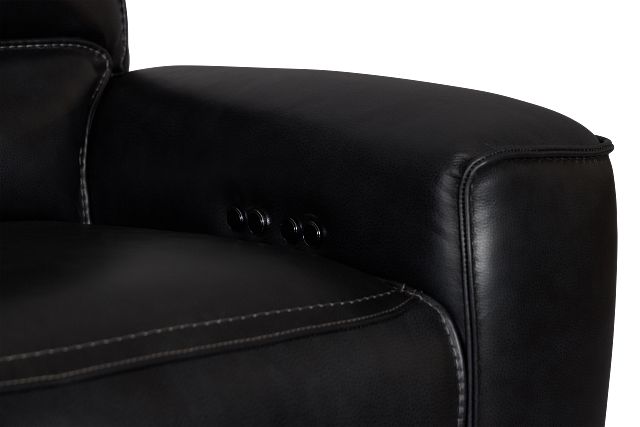 Miles Black Lthr/vinyl 3-piece Dual Power Modular Sofa With Console