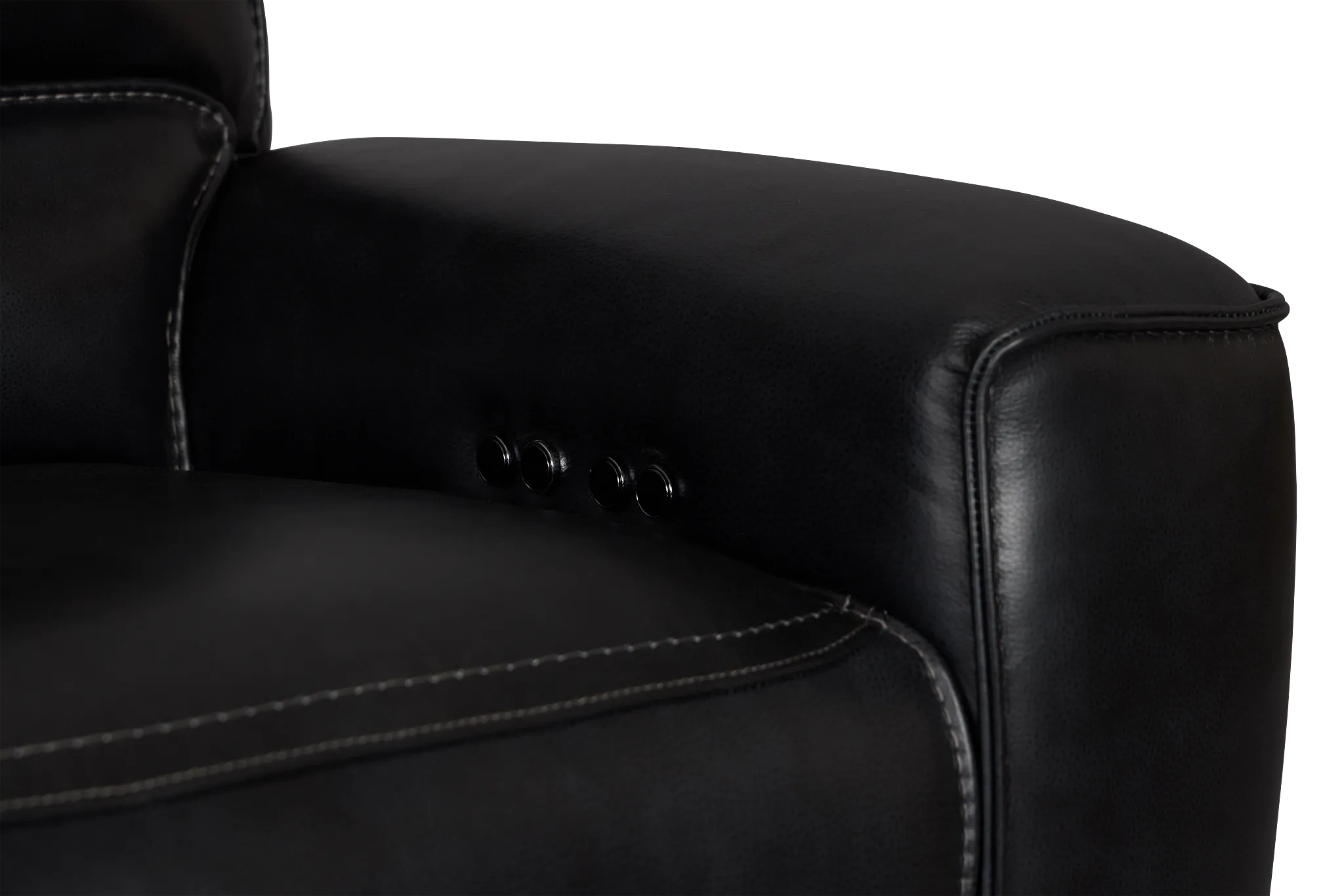 Miles Black Lthr/vinyl 3-piece Dual Power Modular Sofa With Console