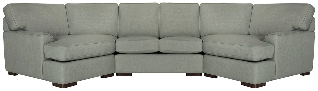 Austin Green Fabric Dual Cuddler Sectional