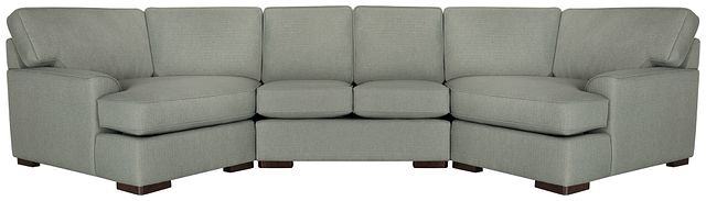 Austin Green Fabric Dual Cuddler Sectional