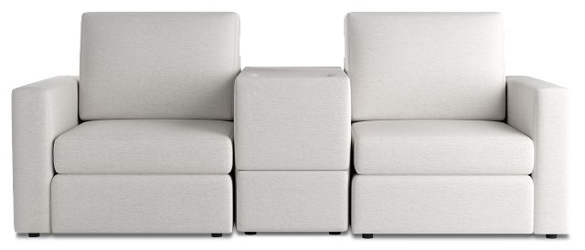 Citymod White Fabric 3-piece Modular Sofa With Media Console