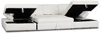 Eden White Micro Double Chaise Sleeper Storage Sectional