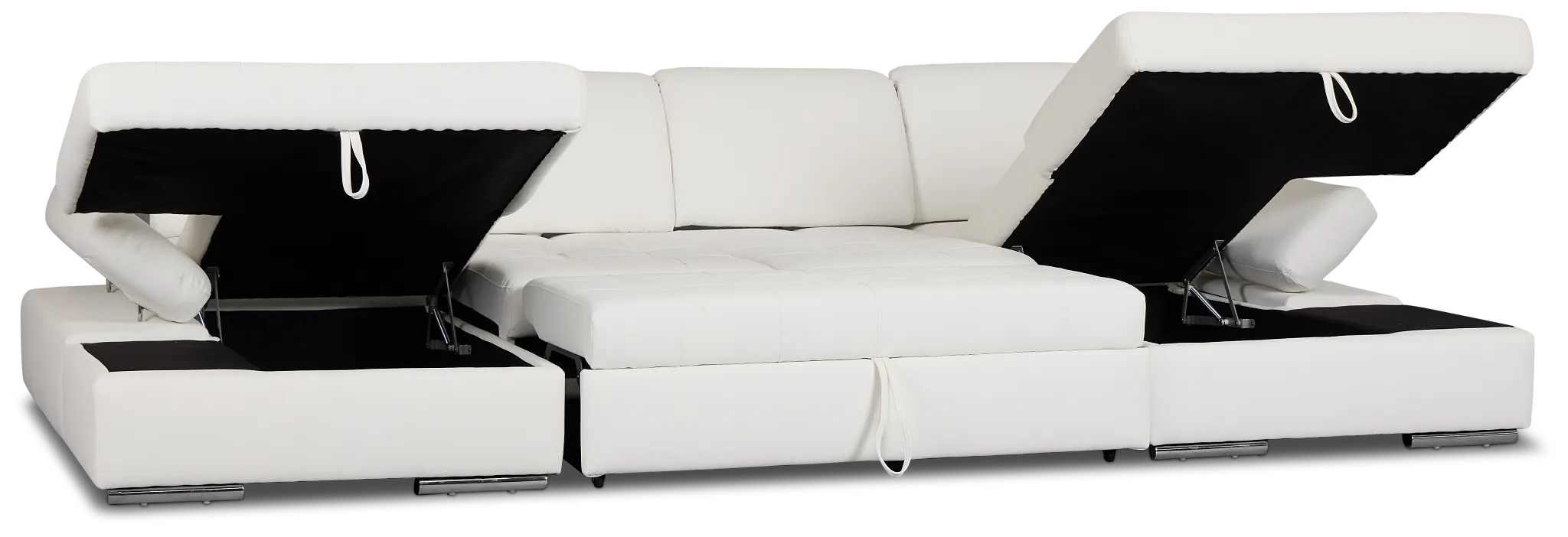 Eden White Micro Double Chaise Sleeper Storage Sectional