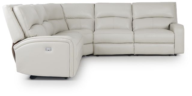 Asher Light Gray Lthr/vinyl Small Two-arm Power Reclining Sectional (2)