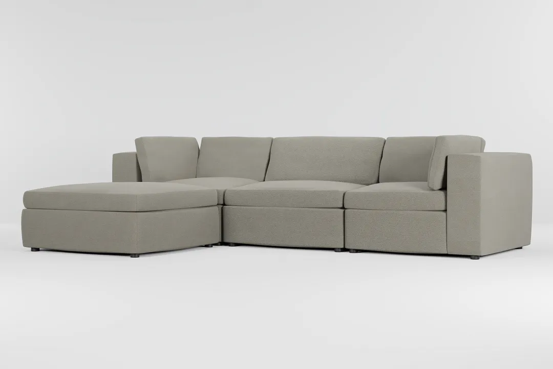 Destin Elite Gray Fabric 4-piece Bumper Sectional