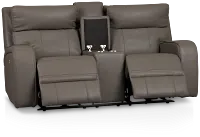 Rhett Gray Micro Power Reclining Console Loveseat