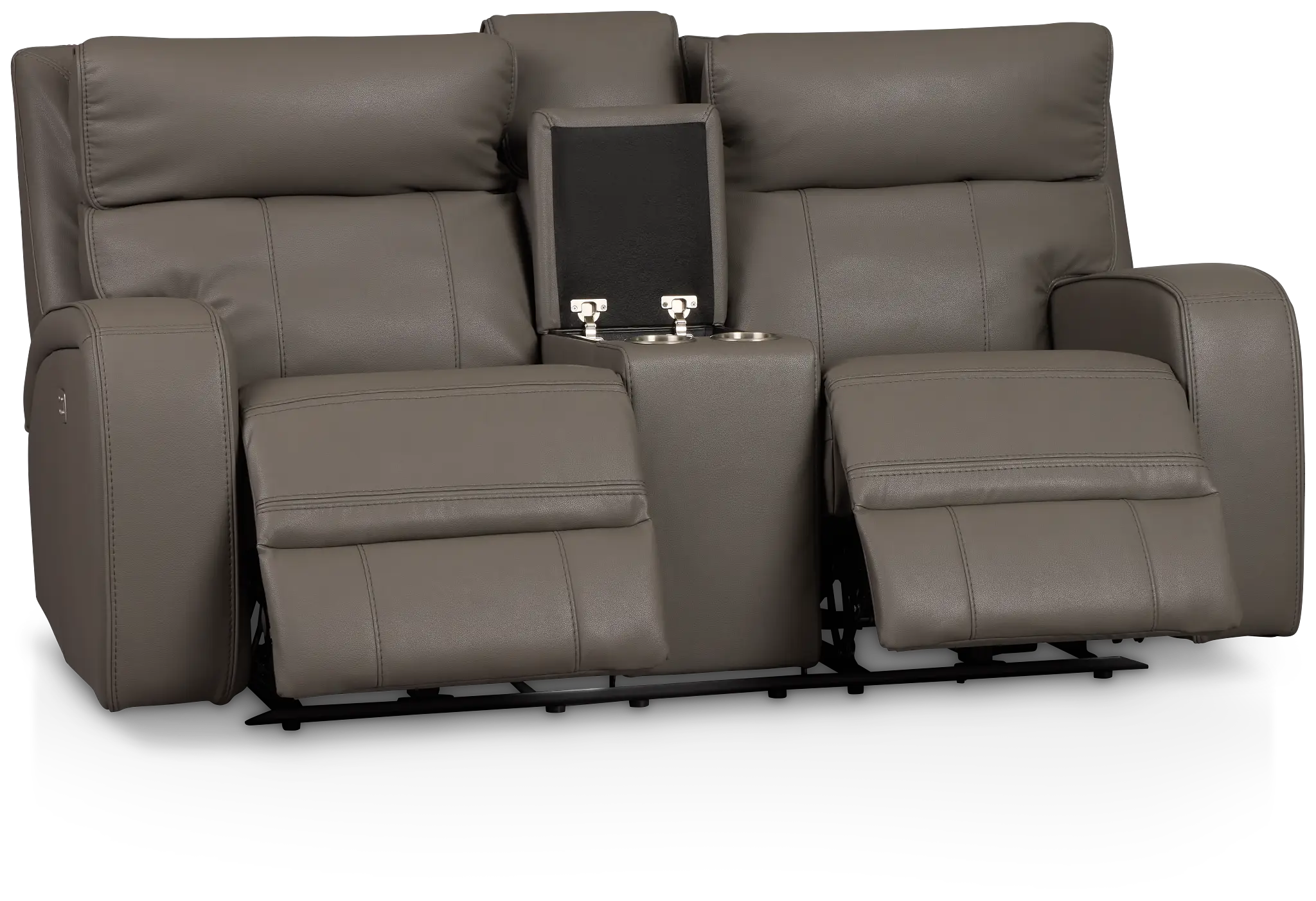 Rhett Gray Micro Power Reclining Console Loveseat Rhett Gray Micro Power Reclining Console Loveseat