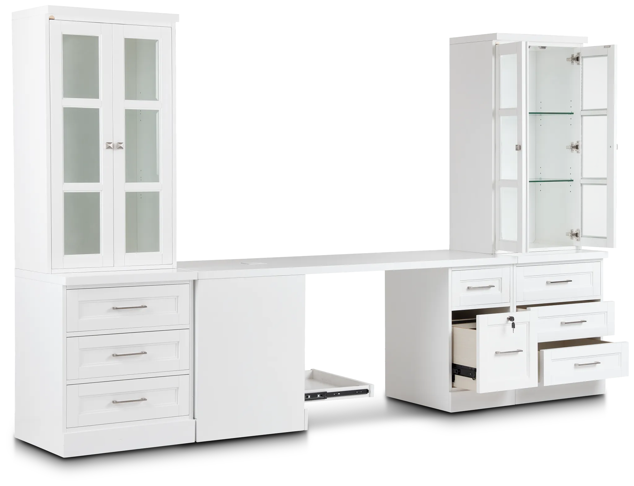 Newport White Small Peninsula Drawer Wall Desk