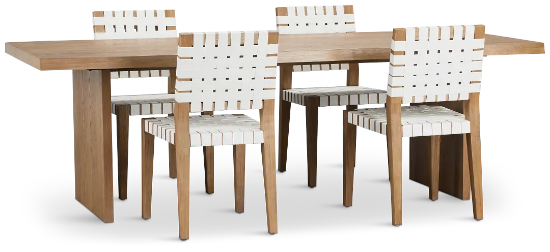 Haven Light Tone Wood Rectangular Table & 4 Woven Chairs Haven Light Tone Wood Rectangular Table & 4 Woven Chairs