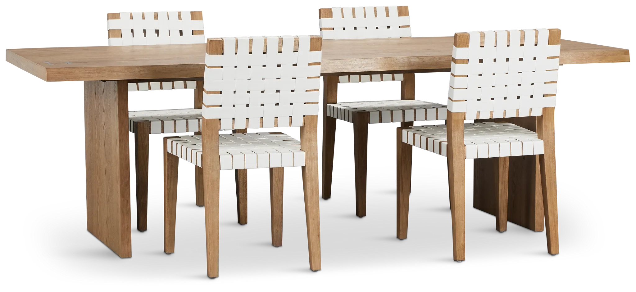 Haven Light Tone Wood Rectangular Table & 4 Woven Chairs