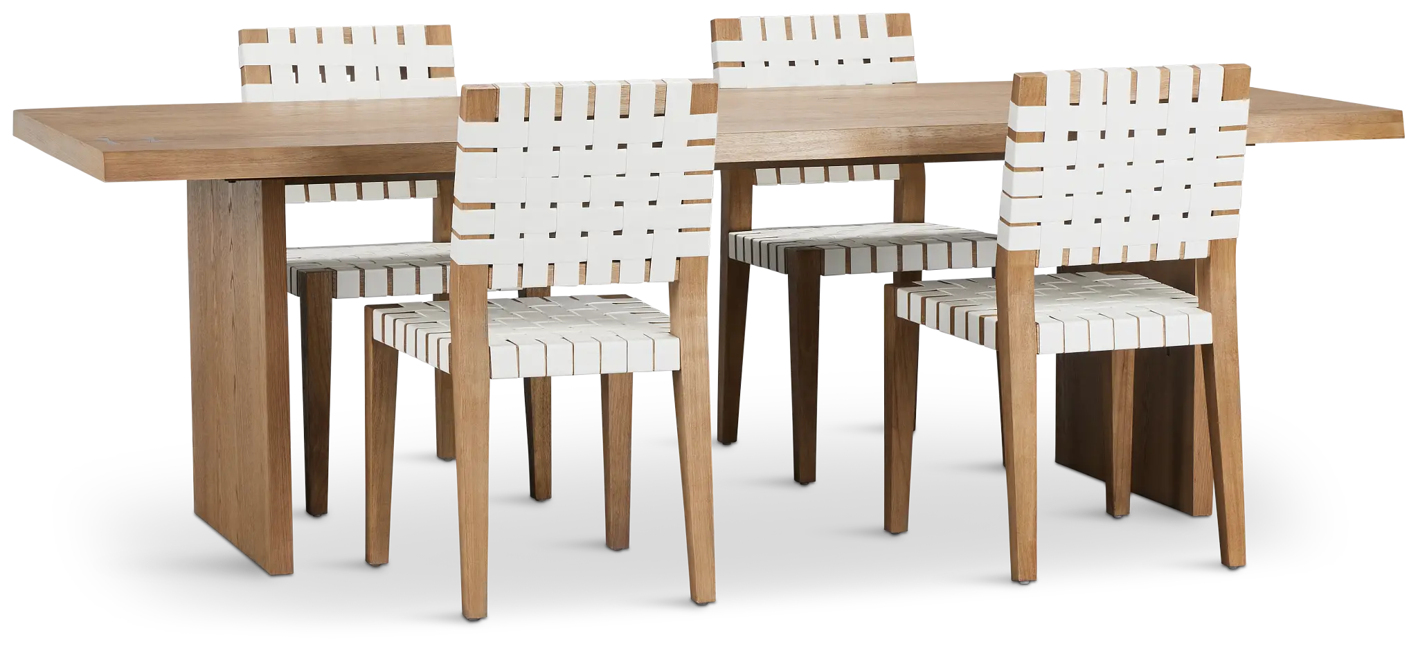 Haven Light Tone Wood Rectangular Table & 4 Woven Chairs Haven Light Tone Wood Rectangular Table & 4 Woven Chairs