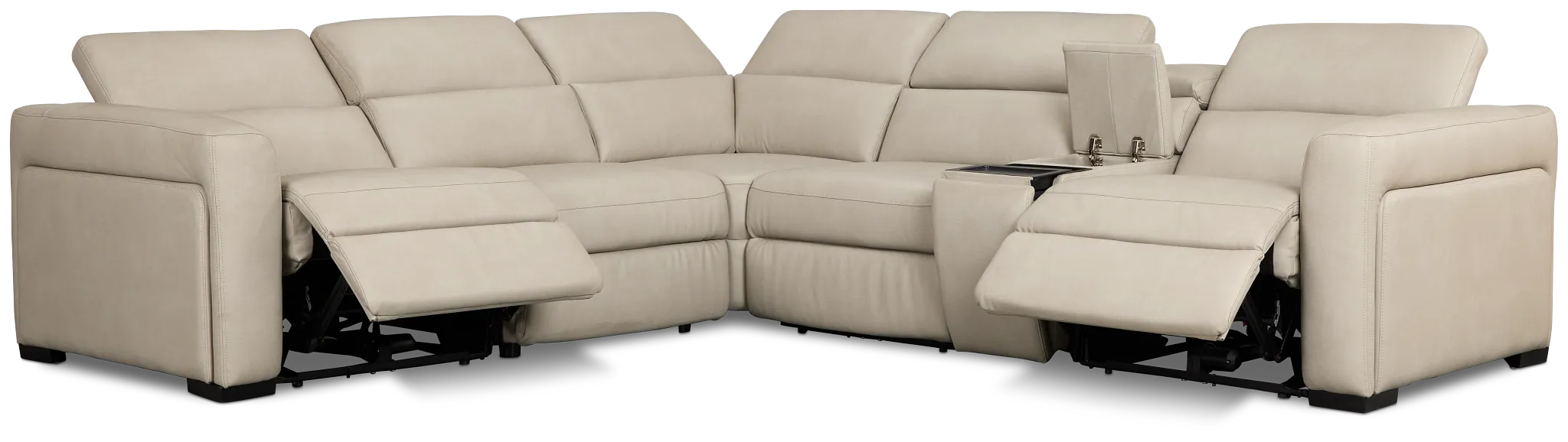 Melody Light Gray Micro Medium Dual Power 2-arm Reclining Sectional