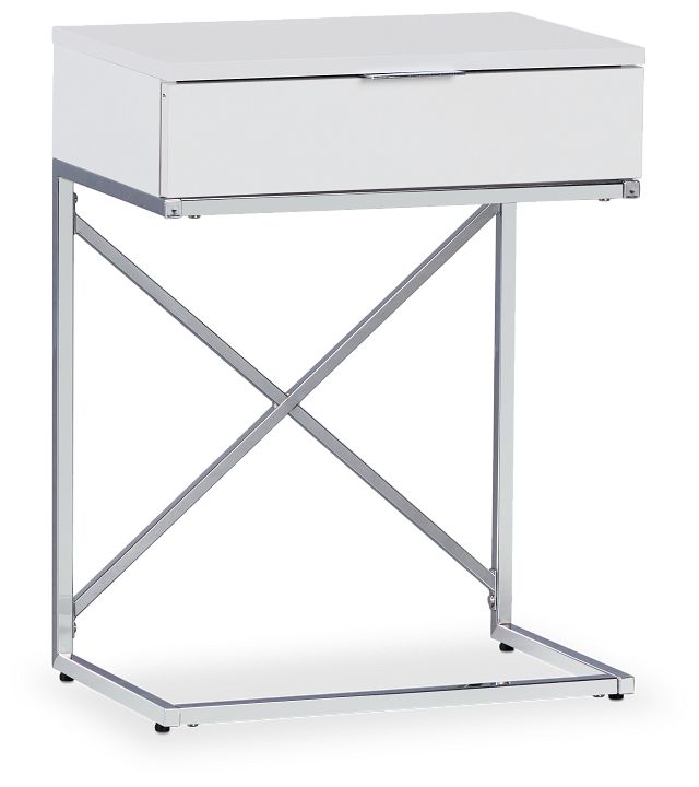 Esher White Chrome Nightstand