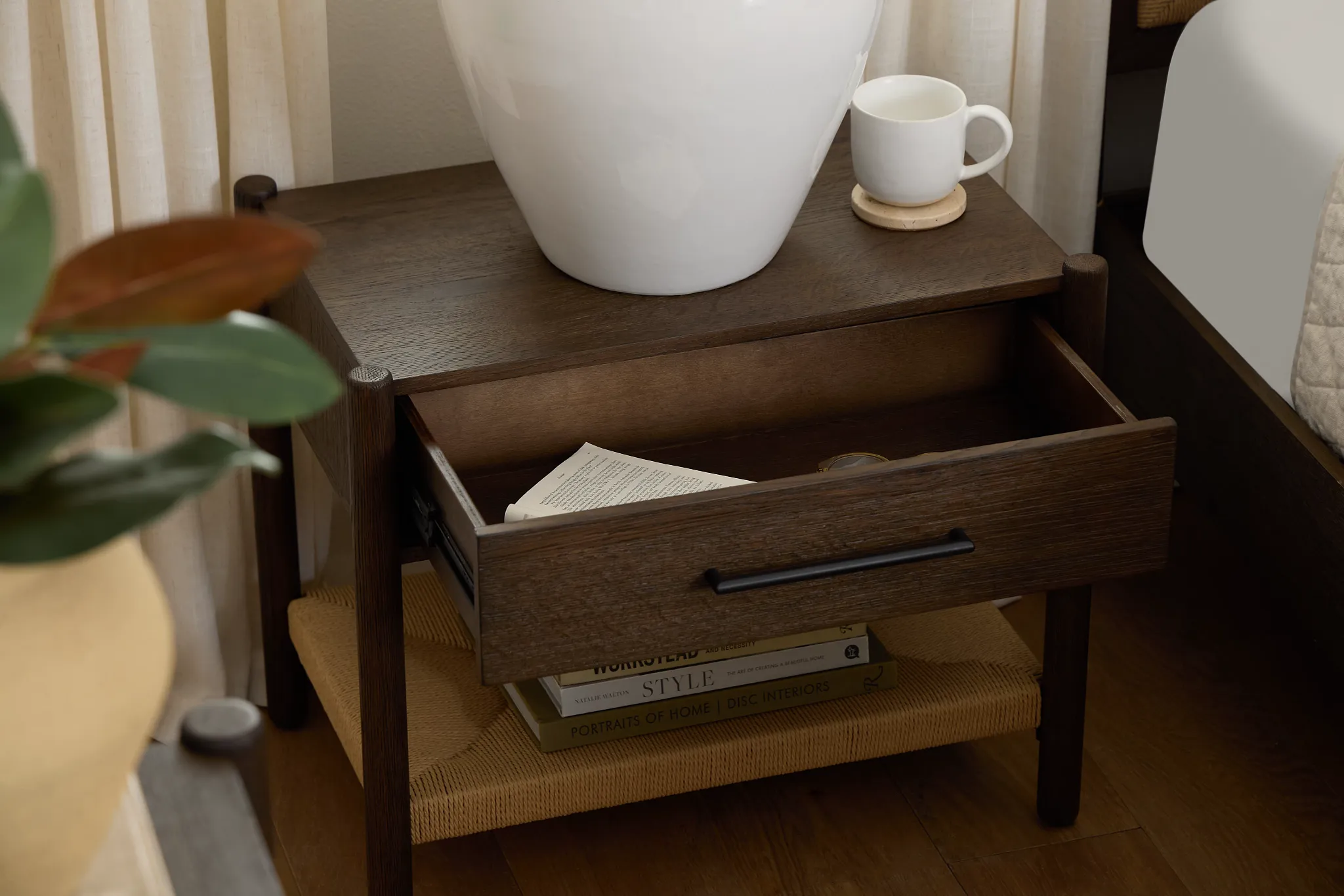 Santorini Dark Tone Woven Nightstand